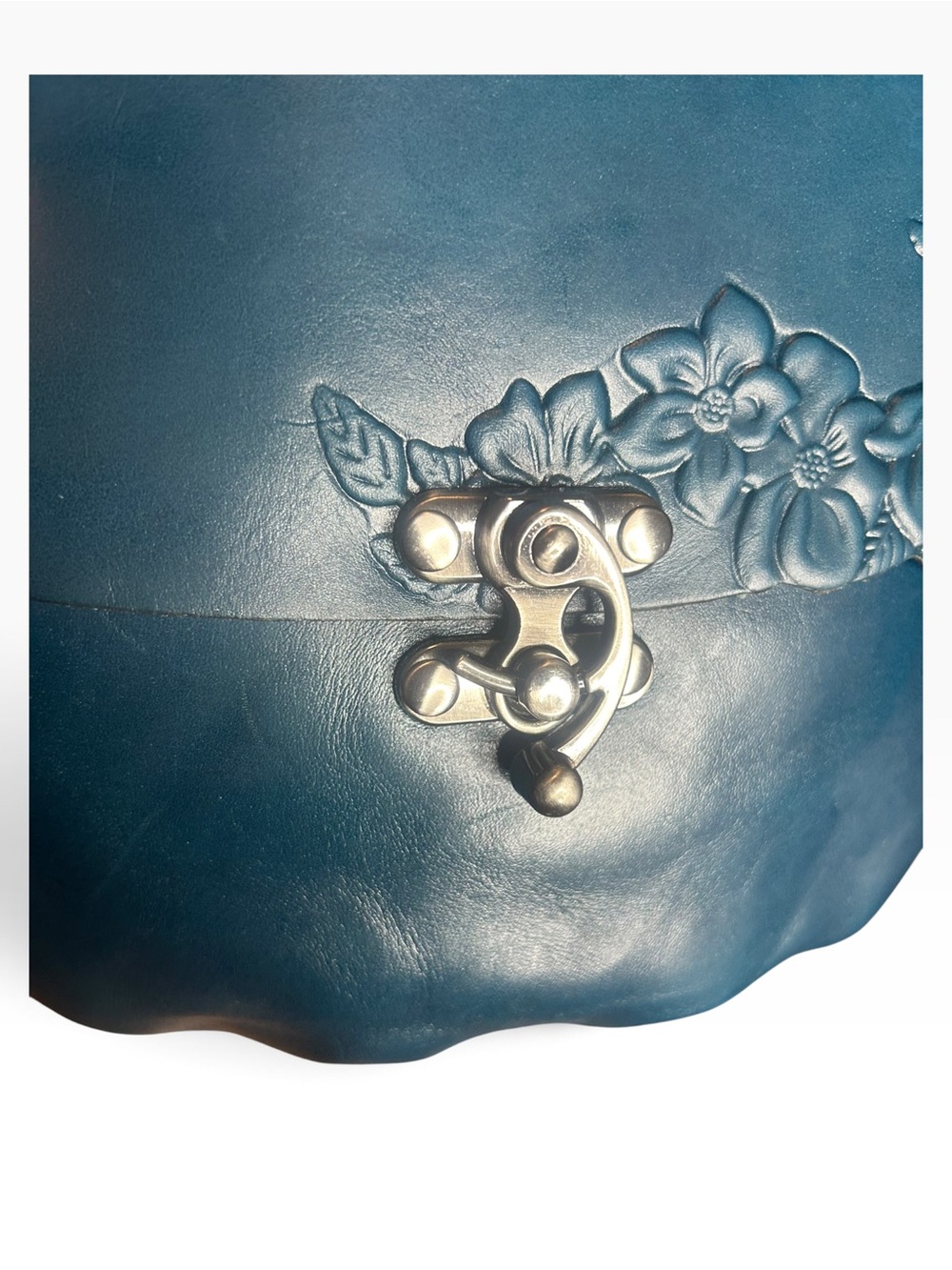 Patricia Nash Teal Floral Embossed Leather Crossbody - Picture 4 of 6
